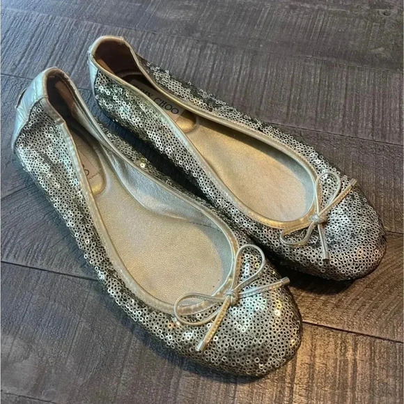 JIMMY CHOO walsh gold sequin size 6 - Picture 2 of 5